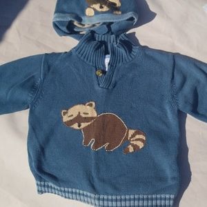 Gymboree raccoon sweater and hat